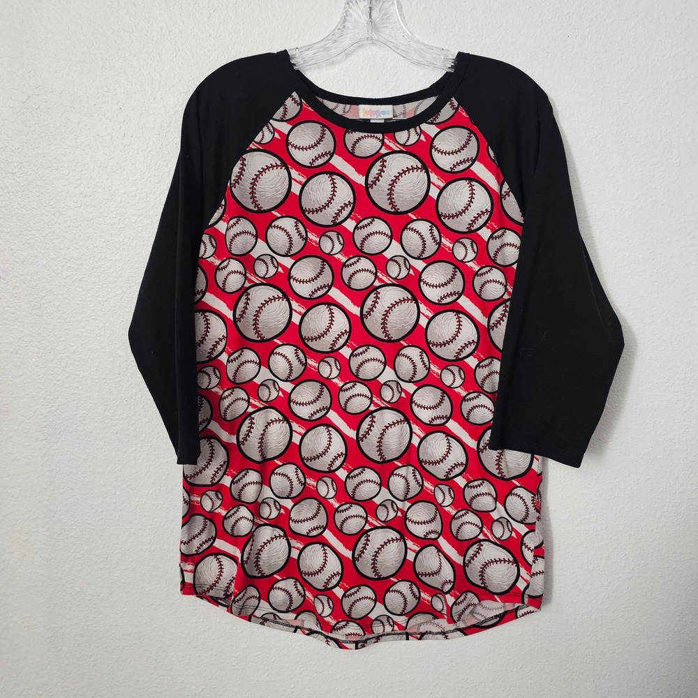 Lularoe Randy Baseball Themed 3/4 Sleeve Shirt Women's Size‎ Large